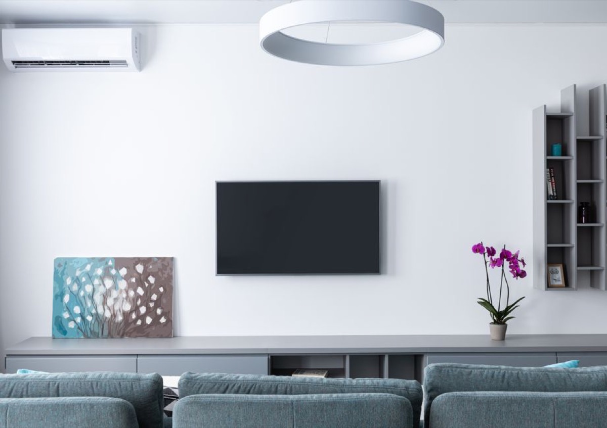 Modern minimalist living room interior - an open living space where a higher-CADR air purifier covers more ground