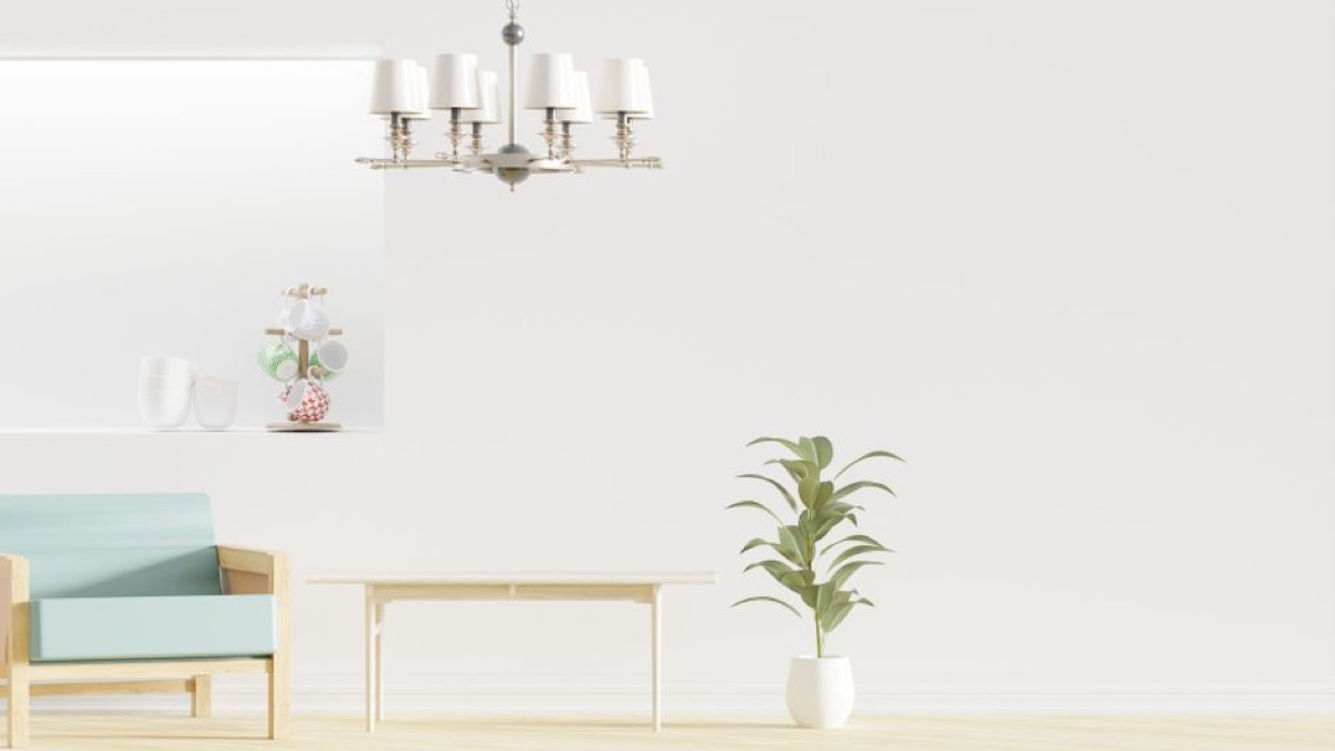 Bright minimalist living room with modern furniture and natural light -- typical medium-room sizing scenario for air purifiers