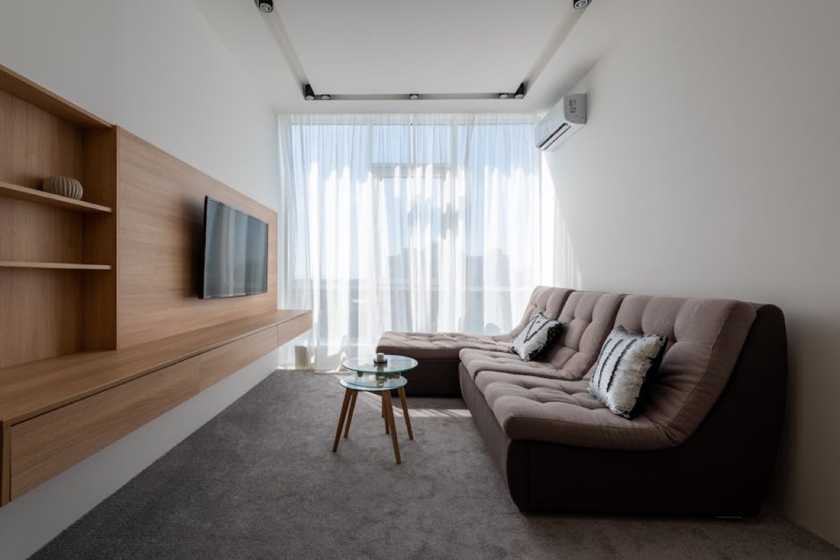 Bedroom setup with air purifier